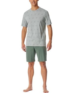Schiesser Schlafanzug kurz Rundhals-95/5 Nightwear Pyjamaset - Grün