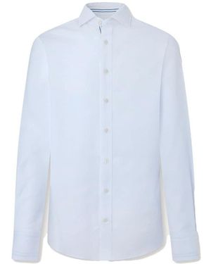 Hackett White Text Eng Stripe Shirt - Blue