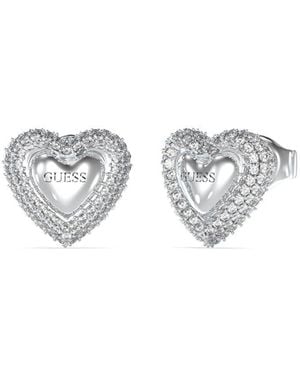 Guess Orecchini Beloved in acciaio argentato - Bianco