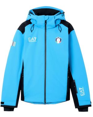 Emporio Armani EA7 Collection FISI Veste de ski en tissu technique PROTECTUM7 et rembourrage en STRATUM7 - Bleu