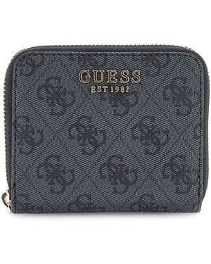 Guess Laurel Ii Slg Small Zip Around Wallet Coal Logo - Zwart