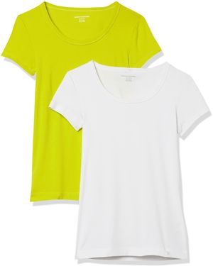 Amazon Essentials T-Shirt Aderente con iche Ad Aletta e Scollo Ampio Donna - Giallo