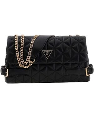 Guess Sac à épaule bandoulière Paisleigh Convertible Xbody Flap Bag Black noir