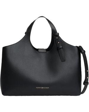 Tommy Hilfiger S Logo Satchel,black One Size