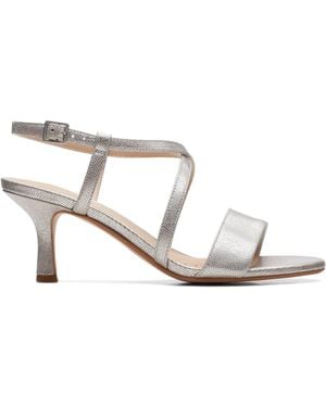 Clarks Amali Buckle S Heeled Sandals 7 Uk Silver Metallic - White