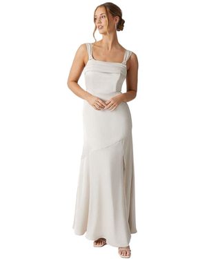 Coast Cape Back Pleat Detail Bridesmaids Dress - White
