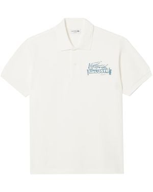 Lacoste Polo Classic Fit Stampata Bianco/Blu