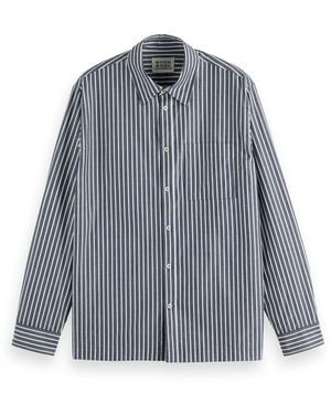 Scotch & Soda Striped Relaxed-fit Poplin Shirt - Blue