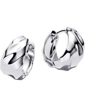 PANDORA 293874c00 Creole Earrings Wavy Silver - Metallic