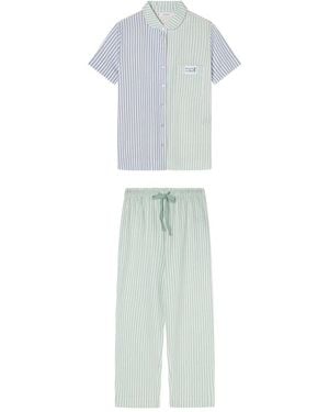Women'secret Pijama Camisero 100% algodón Rayas - Blanco