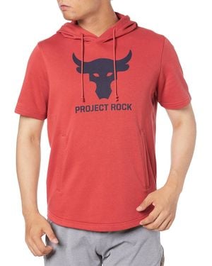 Under Armour S Project Rock Terry Hoodie Hoody Top Heritage Red L