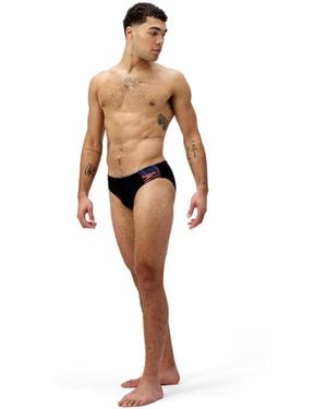 Speedo Medley Logo 7cm Brief Swim Trunks Swimmers Orange Size 32 - White