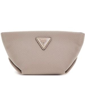 Guess Helina Top Zip Cosmetic Dark Taupe - Black