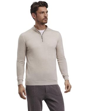 FALKE Pullover Basic New Merino Halfzip M Pu Wolle weich elegant klassisch für Business und Freizeit 1 Stück - Grau
