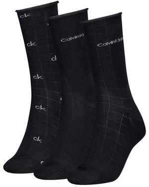 Calvin Klein Giftbox Grid All Over Print Classic Sock - Black