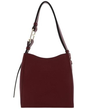Furla Leder Schultertasche Nuvola Mini Bucket Bag Rubino weinrot