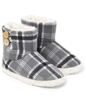 Dunlop Hausschuhe Stiefel Memory Foam Plüsch Bequem Pantoffeln Slipper - Grau