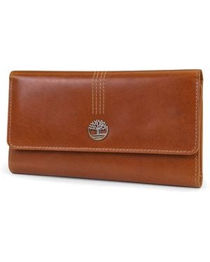 Timberland Leather RFID Flap Wallet Cluth Organizer - Marrone