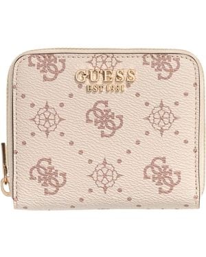 Guess Portafoglio Carrie Logo SLG Small Zip Around Vanilla Logo avorio - Rosa