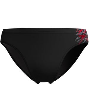 Speedo Medley Logo Brief 7cm Swim Trunks Swimmers Anthracite/high Risk Red Size 30 - Black