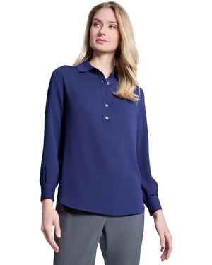 Jones New York Long Sleeve Button Detail Tunic Top - Blue