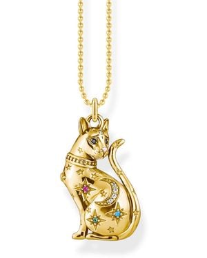 Thomas Sabo Collana da donna con ciondolo a forma di gatto - Metallizzato