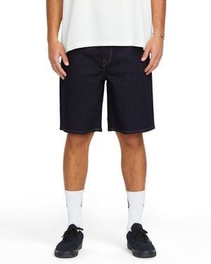 Volcom Billow Loose Denim Baggy Casual Shorts With Comfortable Fit - Blue