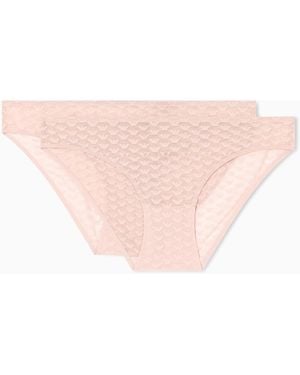 Emporio Armani All Over Eagle Mesh 2 Pack Brief - Pink