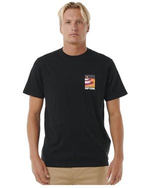 Rip Curl Surf Revival Lined Up Short Sleeve T-shirt S Black