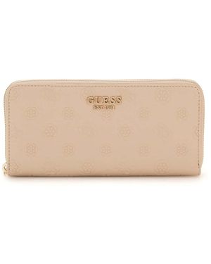 Guess Phoebe SLG Large Zip Around Wallet L Simply Taupe Logo - Nero
