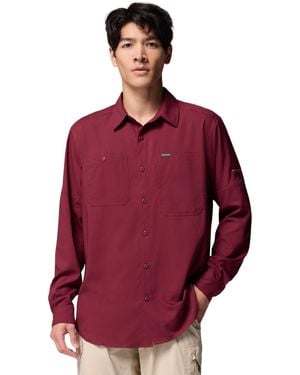 Columbia S Silver Ridge Utility Lite Long Sleeve Hiking Shirt - Red