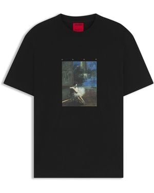 HUGO S Dabolos X Apoh Ballerina-artwork T-shirt In Cotton Jersey Black