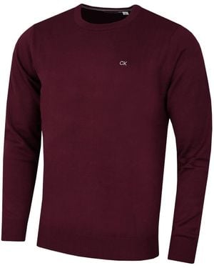 Calvin Klein Maglione da uomo con scollo rotondo in morbido cotone - Viola