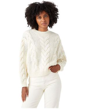 Wrangler Crew Neck Cable Knit Jumper - White