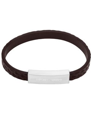 Emporio Armani Bracelet en cuir argenté pour homme EGS3251040 - Marron