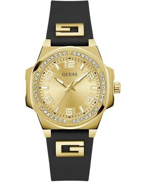 Guess P GLD CS W/CRYS/SUN CHAMP DL/BLK LOGO SILICONE STRP - Metallizzato