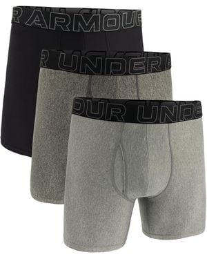 Under Armour Performance Tech 6" 3 Pack Solid Boxer Briefs - Grey