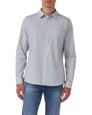 S.oliver Slim Fit: Fein gemustertes Baumwollhemd mit Kentkragen - Grau