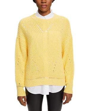 Esprit Edc By Trui Met Vlechtpatroon - Geel