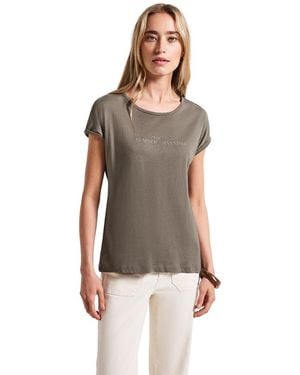 Street One A323610 Basic Shirt mit Print - Braun