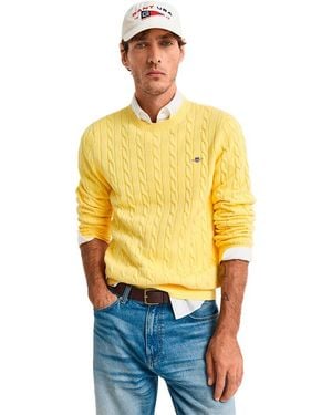 GANT Cotton Cable C-Neck Pullover - Gelb