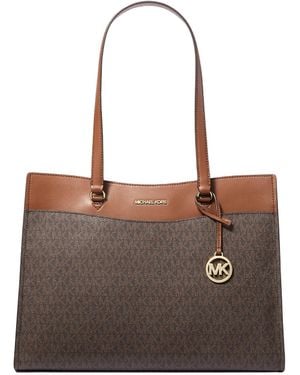Michael Kors Jet Set Large Signature Logo Tote Bag Brown - Marrone