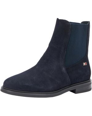 Tommy Hilfiger Vrouwen Vlag Suede Lage Chelsea - Blauw