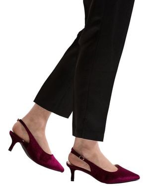 Dorothy Perkins Wide Fit Dova Velvet Slingback Kitten Heel Court Shoes - Black