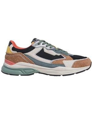 Pepe Jeans Dave Risen Multicolour Leather Trainers - Blue