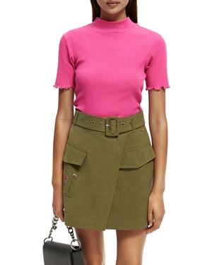 Scotch & Soda Rib-knit Short-sleeved T-shirt - Pink