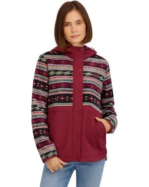 Billabong Womens Sherpa Bonded Polar Fleece Quilted Tech Jacket - Red