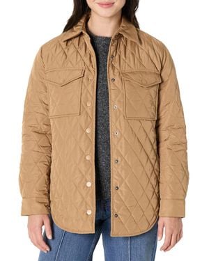 Amazon Essentials Chaqueta Acolchada Larga de Corte Holgado y con Cierre a Presión Mujer - Marrón