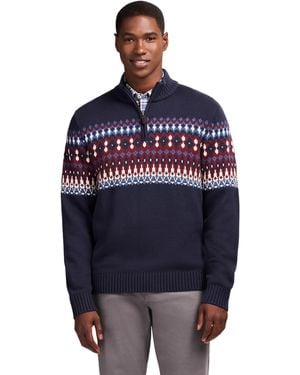 Izod Holiday Quarter Zip Pullover Sweater - Blue