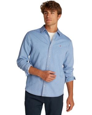 Tommy Hilfiger 's Regular Fit Denim Jacket With Button Placket - Blue